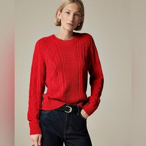 J CREW Cotton cable-knit crewneck sweater size XL